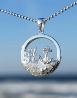 Anhänger Anker mit Düne, Silber und Gold