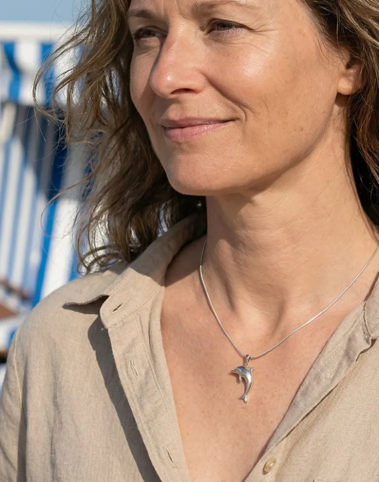 Anhänger Delfin, Silber und Gold