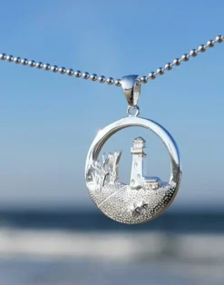 Anhänger Leuchtturm mit Düne, Silber und Gold