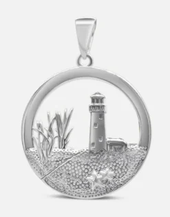 Anhänger Leuchtturm mit Düne, Silber und Gold