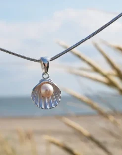 Anhänger Muschel mit Perle, Silber und Gold - silber nicht lieferbar