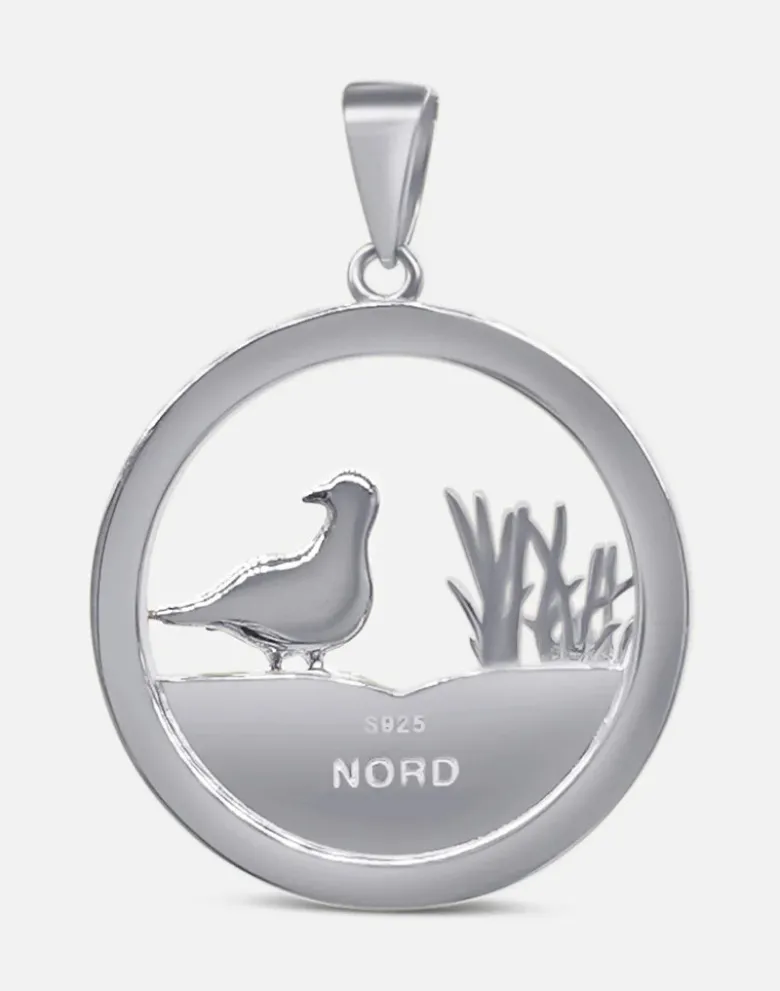 Anhänger Möwe Rund/Düne, Silber und Gold