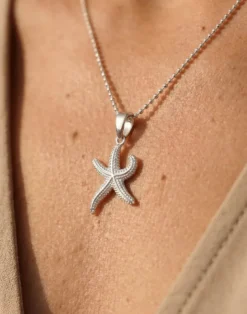 Anhänger Seestern, mittelgroß, Silber und Gold