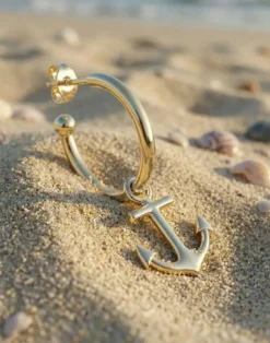Anker-Anhänger (1x) für Creolen-Ohrring, Silber und Gold