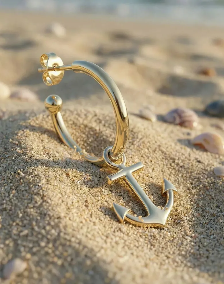 Anker-Anhänger (1x) für Creolen-Ohrring, Silber und Gold