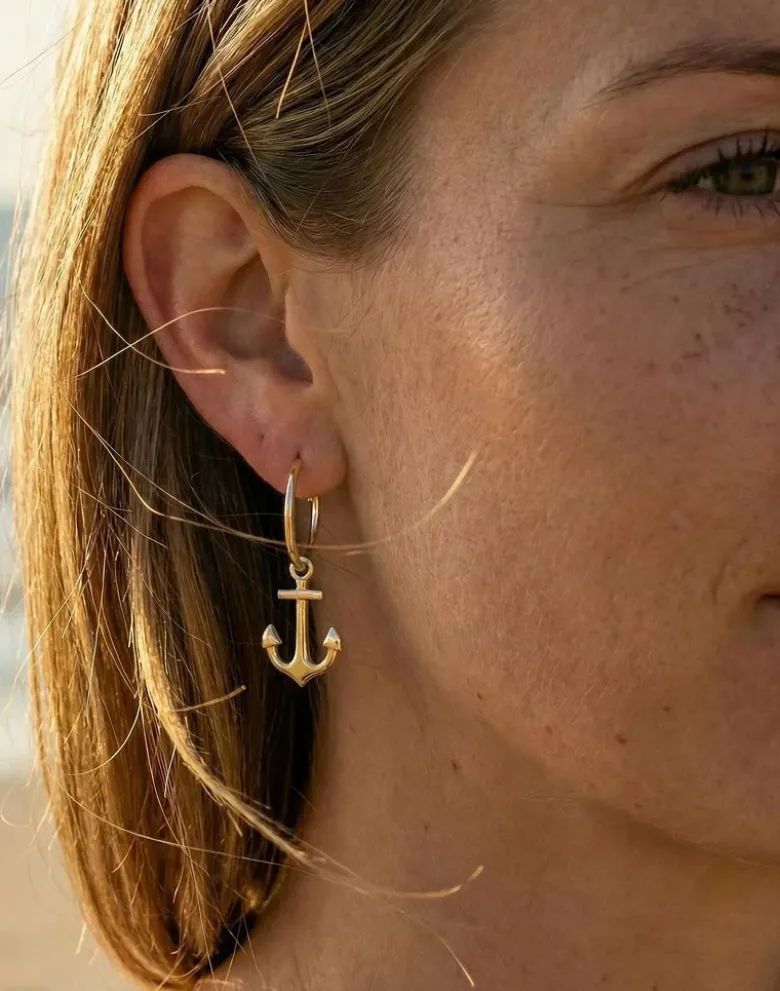 Anker-Anhänger (1x) für Creolen-Ohrring, Silber und Gold