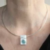 Aquamarin-Anhänger mit Welle und Kette