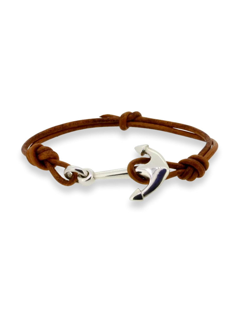Armband aus Leder mit Anker in 3 Farben