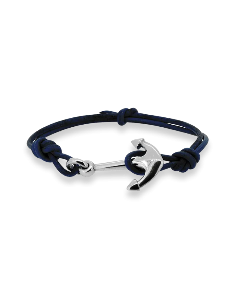 Armband aus Leder mit Anker in 3 Farben