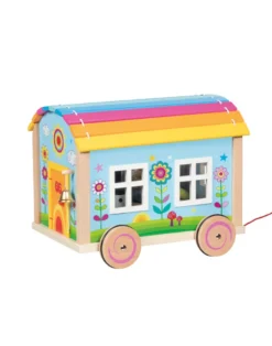 Bauwagen aus Holz mit Zubehör (ohne Biegepuppen) - goki 66