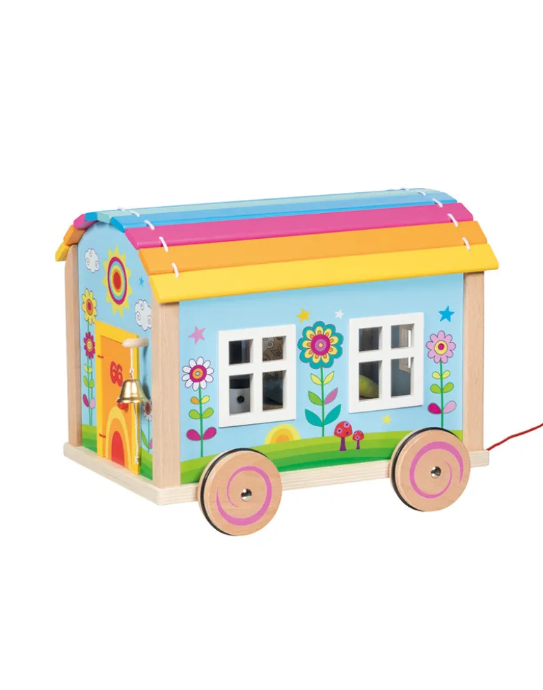 Bauwagen aus Holz mit Zubehör (ohne Biegepuppen) - goki 66