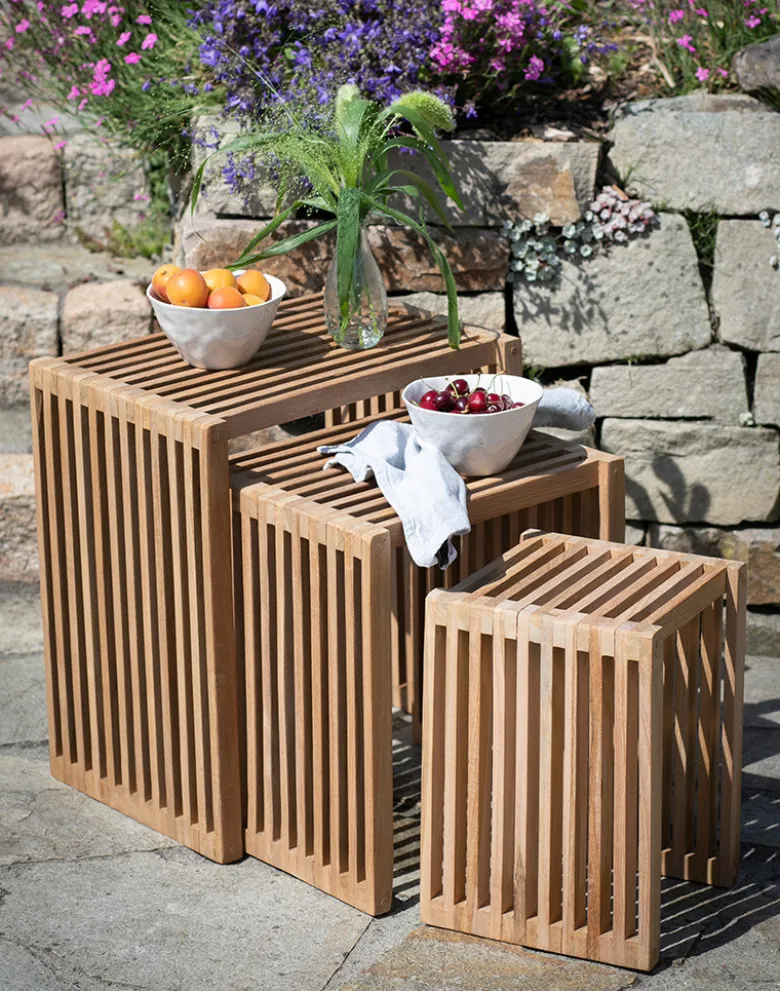Beistelltische 3er Set aus Teakholz