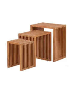 Beistelltische 3er Set aus Teakholz