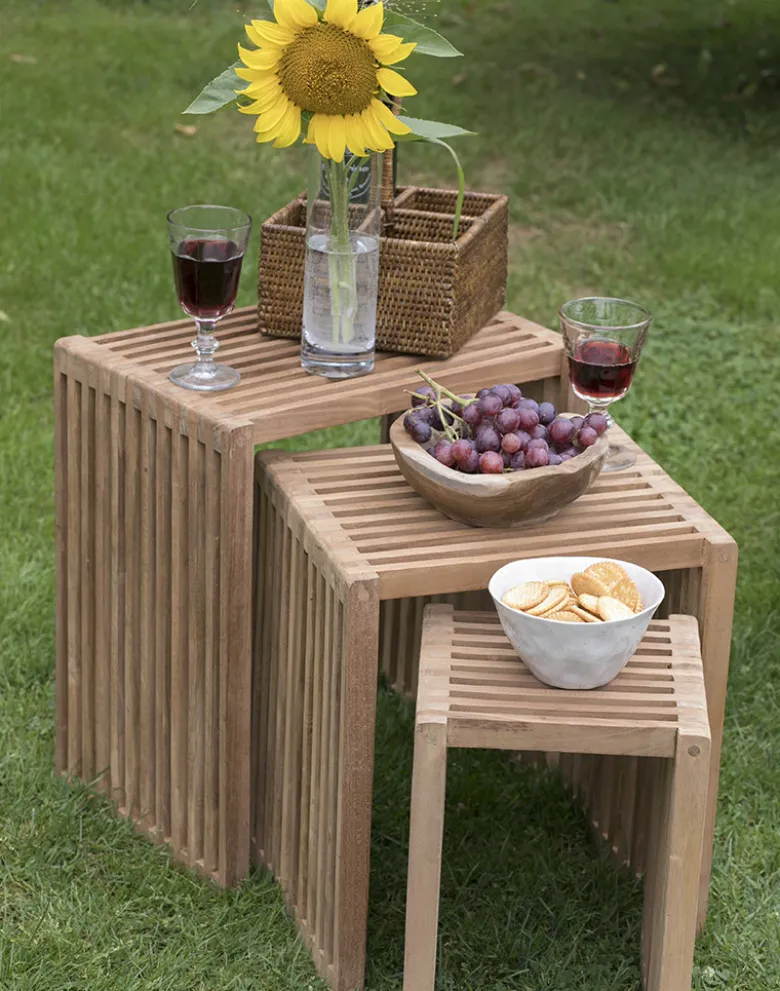 Beistelltische 3er Set aus Teakholz