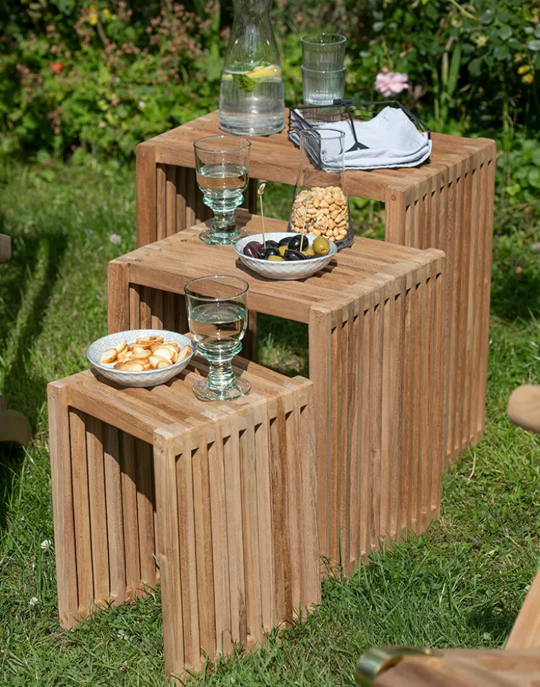 Beistelltische 3er Set aus Teakholz