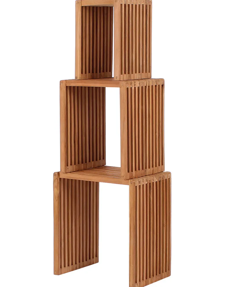 Beistelltische 3er Set aus Teakholz