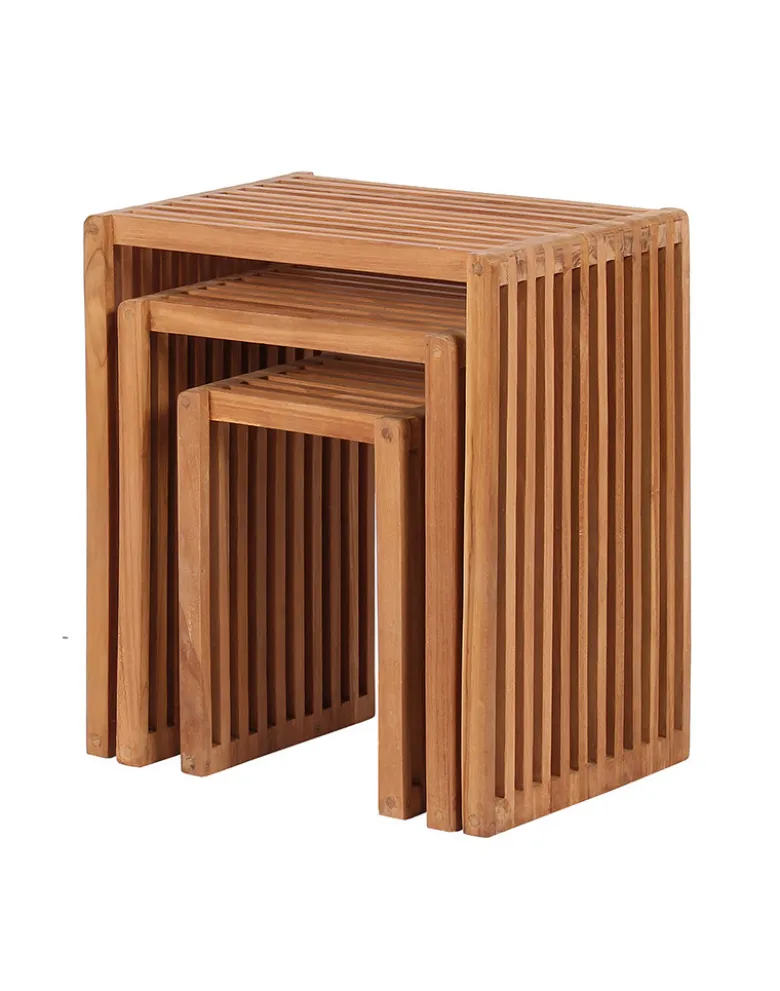 Beistelltische 3er Set aus Teakholz