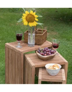 Beistelltische 3er Set aus Teakholz