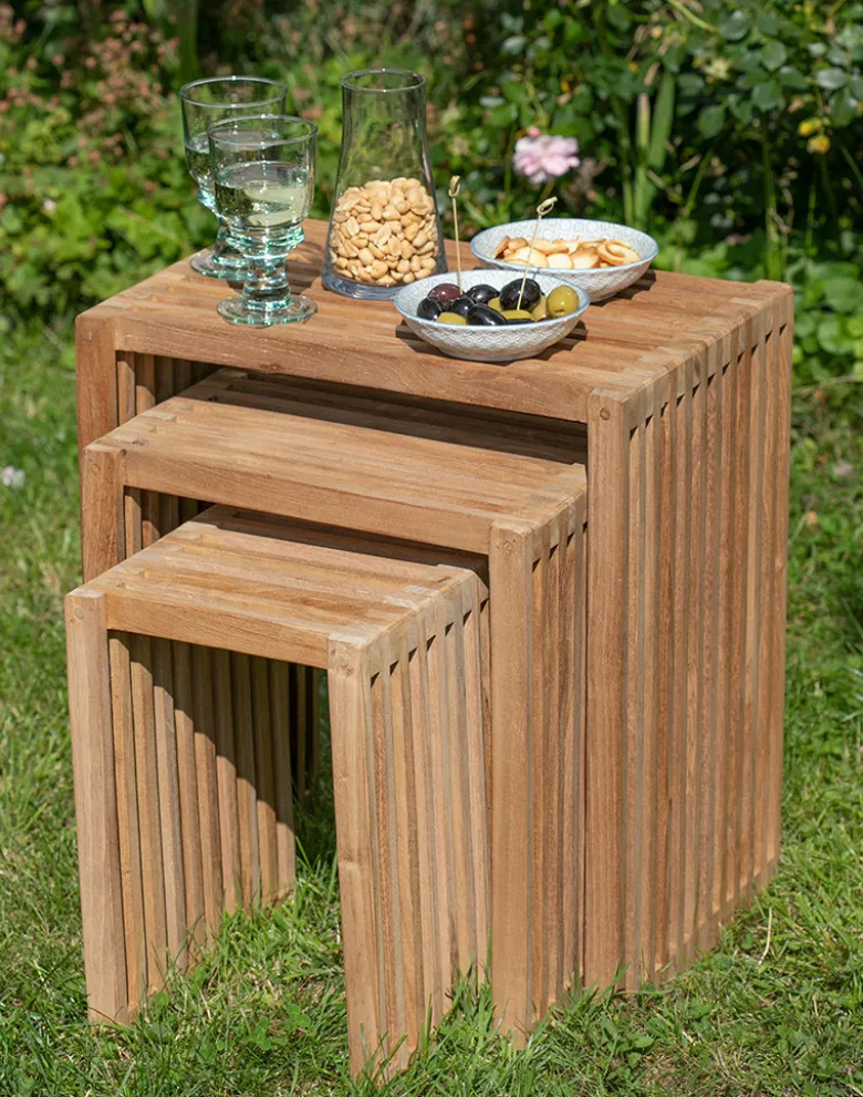 Beistelltische 3er Set aus Teakholz