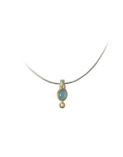 Collier "Estelle" 925-er Silber mit Aquamarin und Perle
