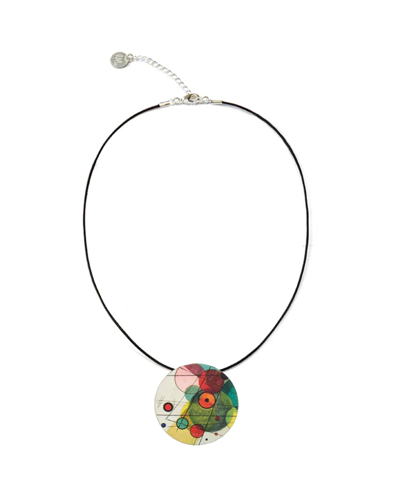 Collier: "Kreise in einem Kreis" mit Lederband - nach Wassily Kandinsky
