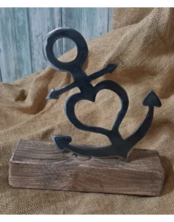 Deko-Standbild "Glaube, Liebe, Hoffnung" aus Metall auf Holzsockel
