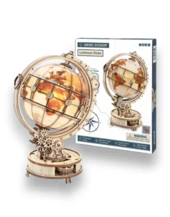 3-D-Holzpuzzle: Beleuchteter Globus