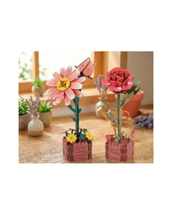 3-D-Holzpuzzle Blume im 2er Set, 2 Varianten