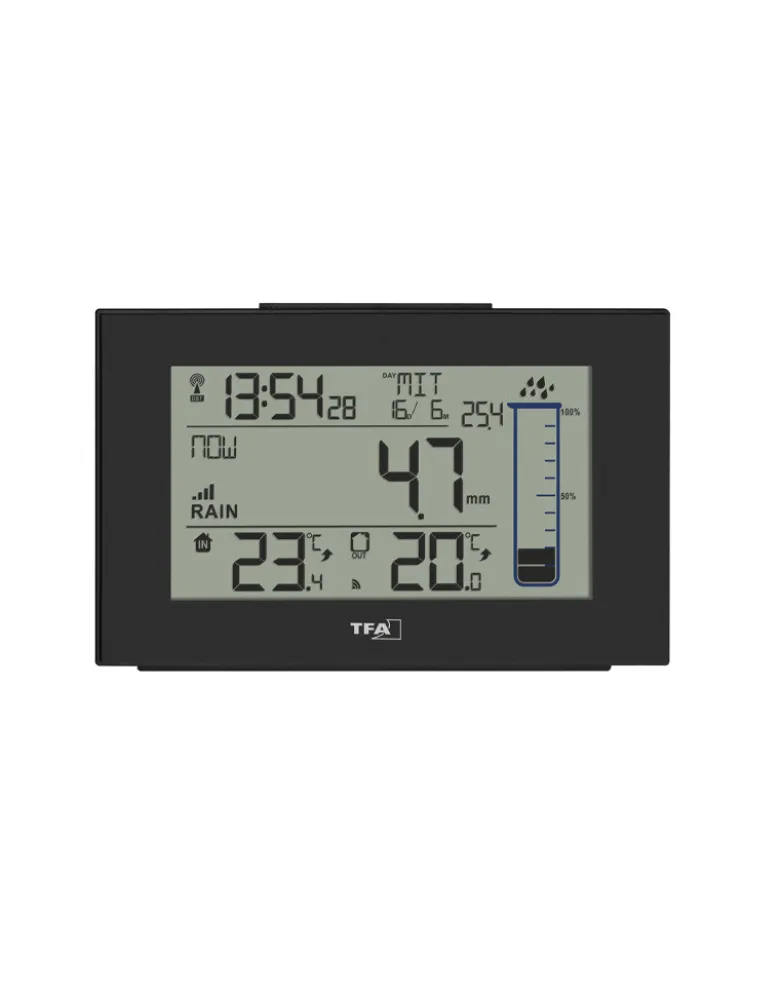Digitaler Funk-Regenmesser für Niederschlagsmengen und Temperaturen