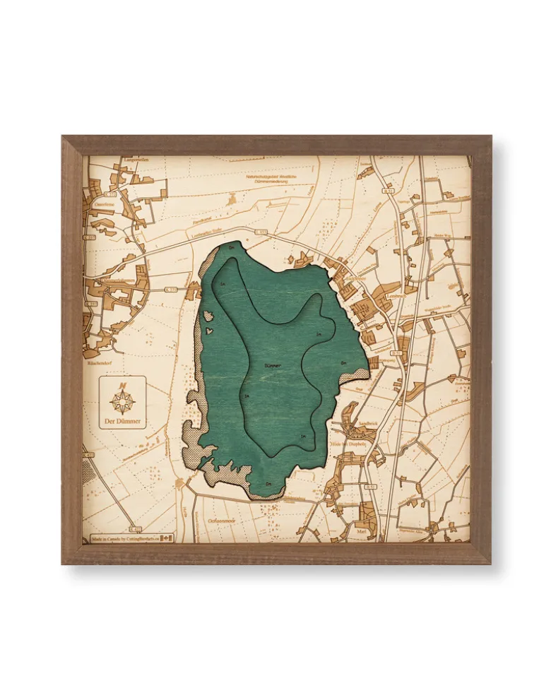 3-D-Wandkarte "Dümmer See" aus Holz, Größe S