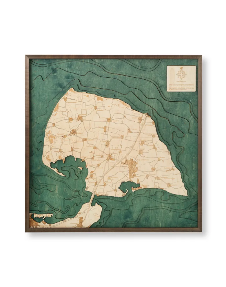 3-D-Wandkarte "Fehmarn" aus Holz, Größe L