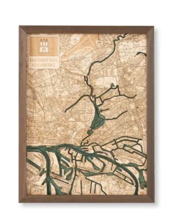 3-D-Wandkarte "Hamburg" aus Holz, Größe L
