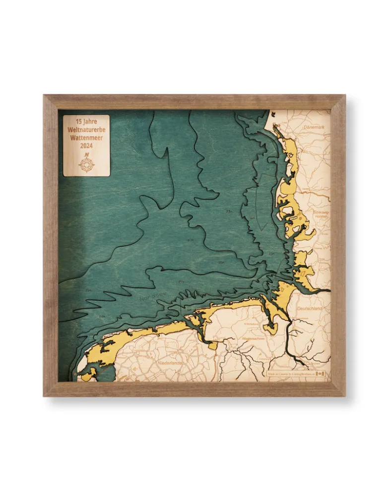 3-D-Wandkarte "Wattenmeer" aus Holz, Größe S