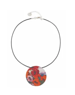 Emil Nolde: Collier "Großer Mohn (Rot, Rot, Rot)" mit Lederband