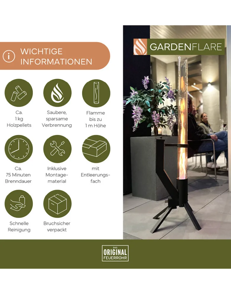 Feuerrohr Klassik aus Edelstahl von Gardenflare