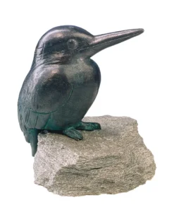 Gartenskulptur "Eisvogel", Kupfer auf Stein
