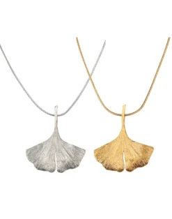 Gingko-Collier in 925er-Sterlingsilber, vergoldet
