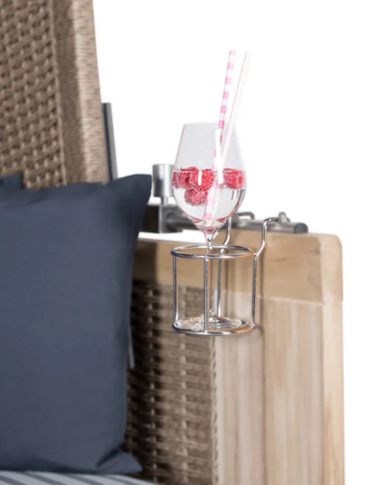 Glas-/Becherhalter aus Edelstahl für Strandkörbe