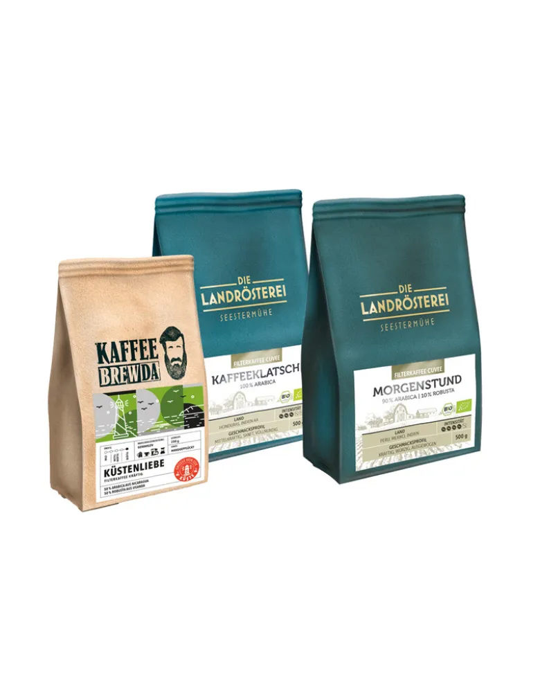 Kaffeeheimat Filterkaffee "Die Landrösterei" und "Kaffee Brewda" 3er-Set