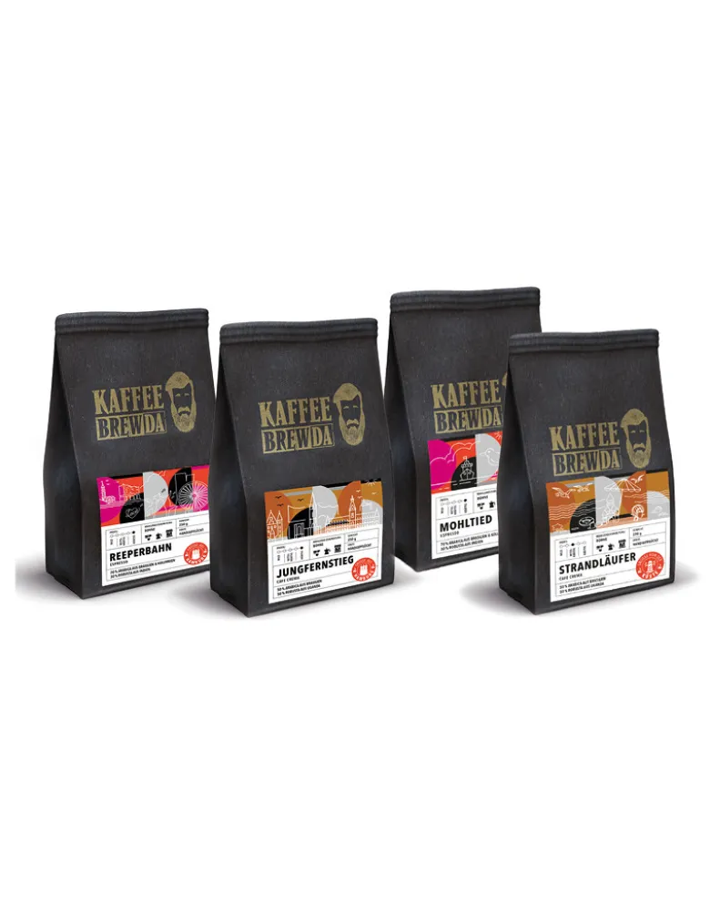 Kaffeeheimat Kaffeebohnen Espresso und Cafe Crema, 4 x 250 g von "Kaffee Brewda"