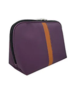 Kulturtasche ANNA violett/kognac