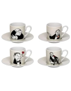 Loriot: 4 Espressotassen mit Künstlermotiven im Set