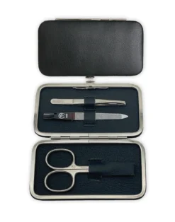Maniküre-Leder-Etui 3tlg., Nickel