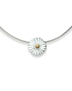 Margerite mit vergoldetem Mittelteil und Kette