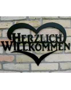 Metallschild "Herzlich Willkommen"