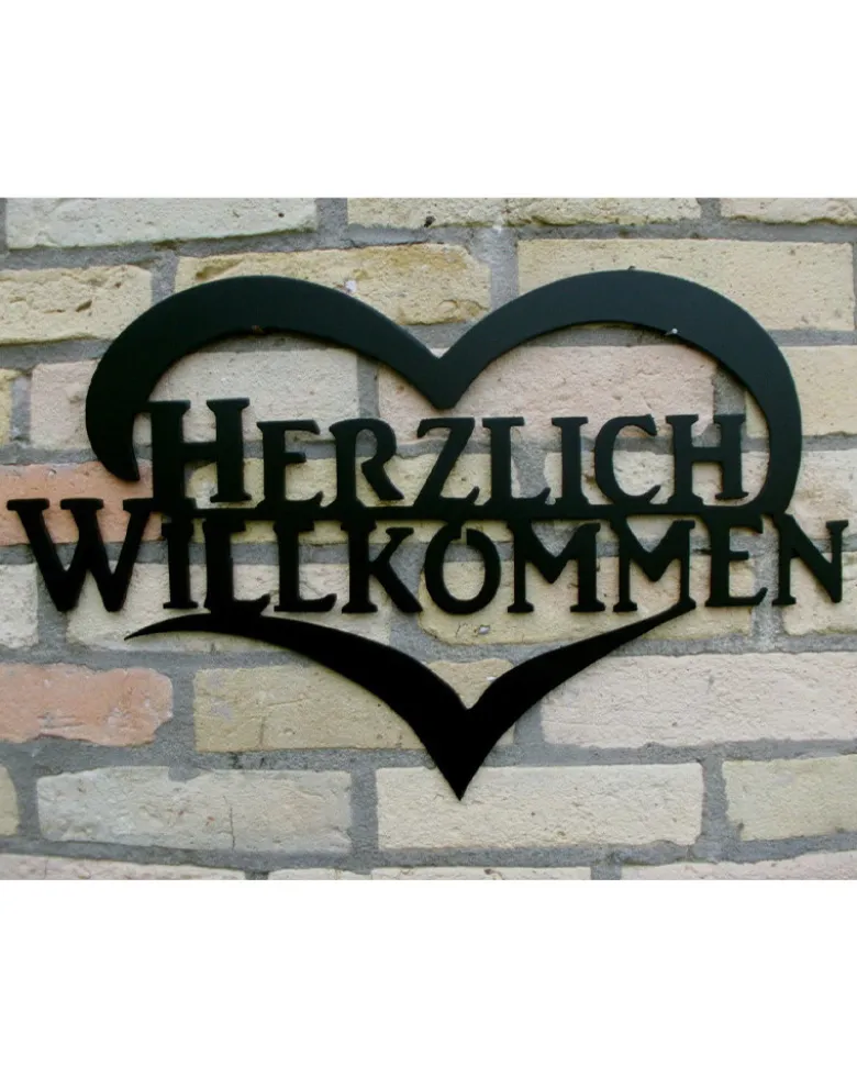 Metallschild "Herzlich Willkommen"
