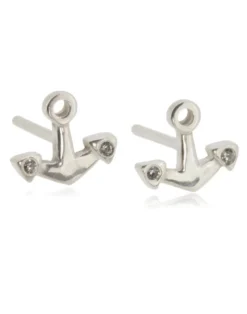Ohrstecker Anker mit 4 Zirkonia, Silber