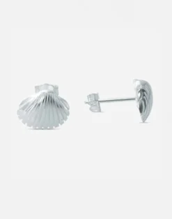 Ohrstecker Herzmuschel, Silber und Gold