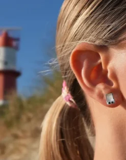 Ohrstecker Strandkorb, Silber und Gold