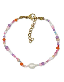 Perlenarmband flieder/rosa